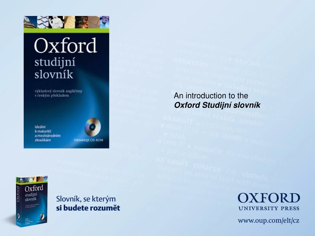 PPT - An Introduction To The Oxford Studijní Slovník PowerPoint ...