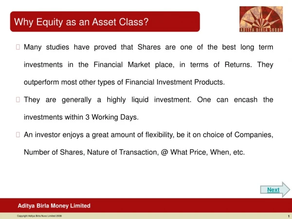 Why Equity as an Asset Class?