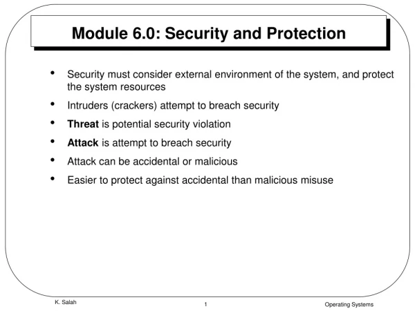 Module 6.0: Security and Protection