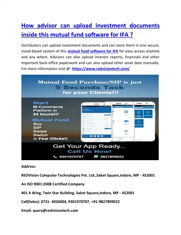 how advisor can upload investment documents