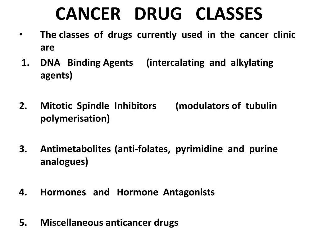 cancer drug classes