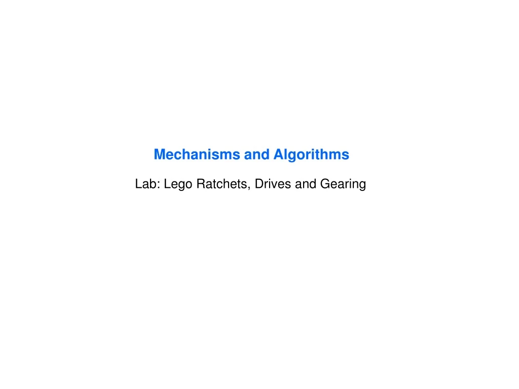 mechanisms and algorithms