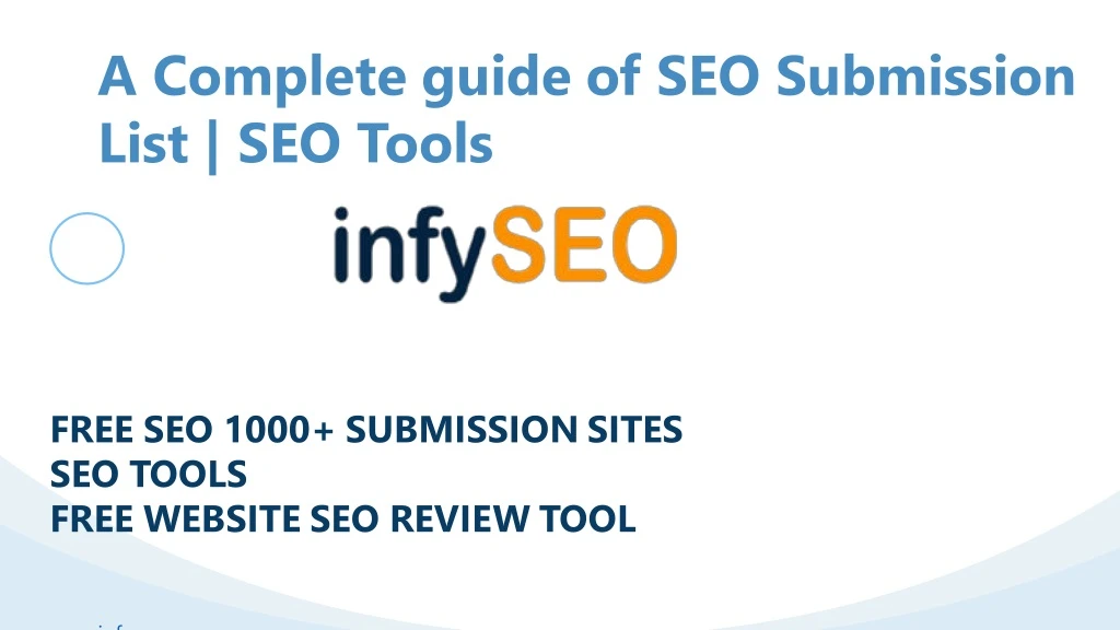 a complete guide of seo submission list seo tools