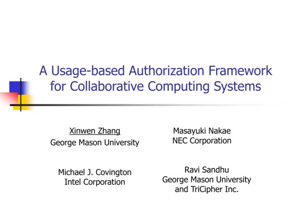 A Usage-based Authorization Framework for Collaborative Computing Systems