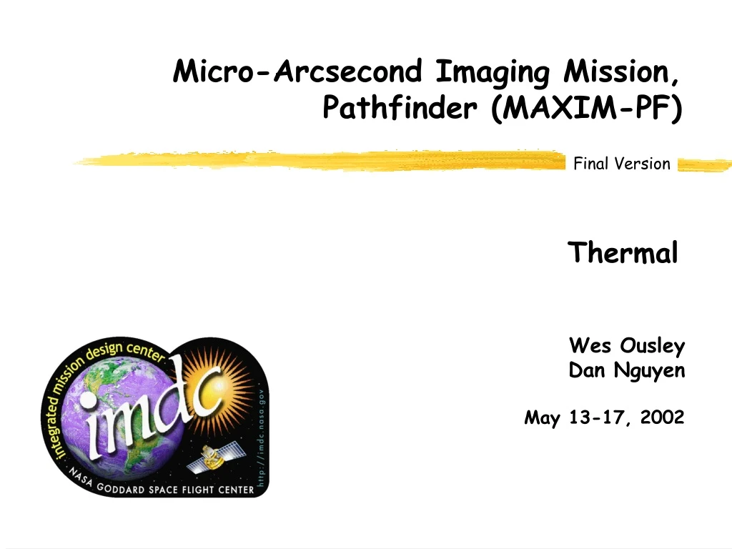 micro arcsecond imaging mission pathfinder maxim
