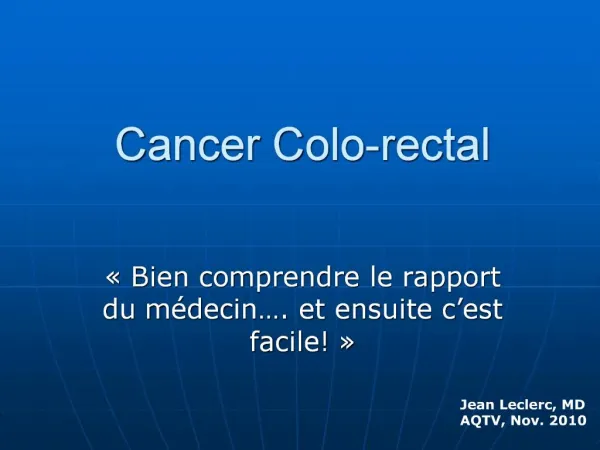 Cancer Colo-rectal