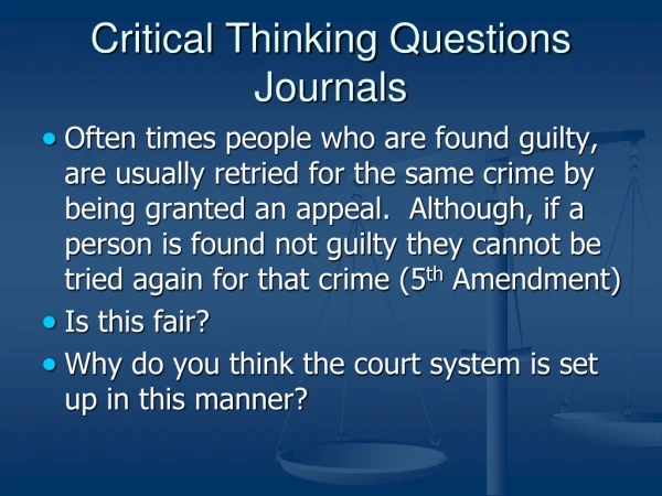 Critical Thinking Questions Journals