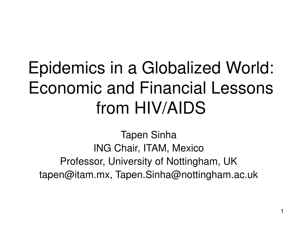 epidemics in a globalized world economic and financial lessons from hiv aids