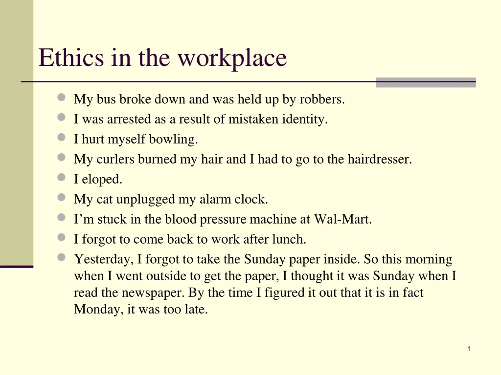 ethics in the workplace