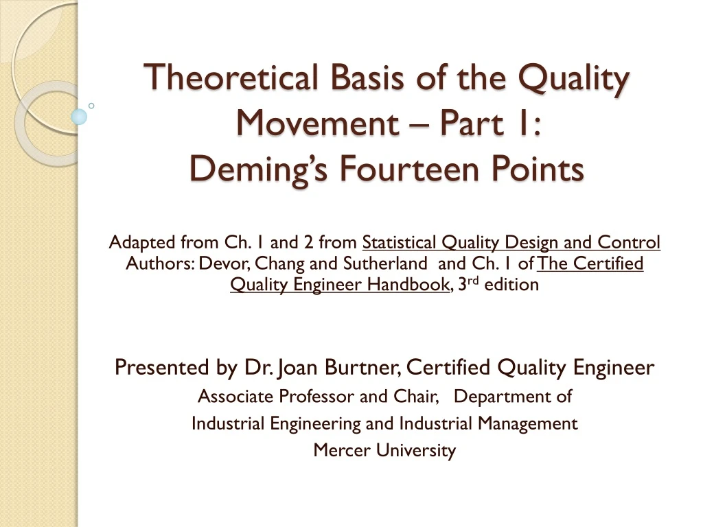 theoretical basis of the quality movement part 1 deming s fourteen points
