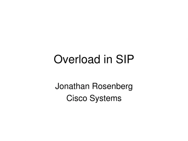 Overload in SIP