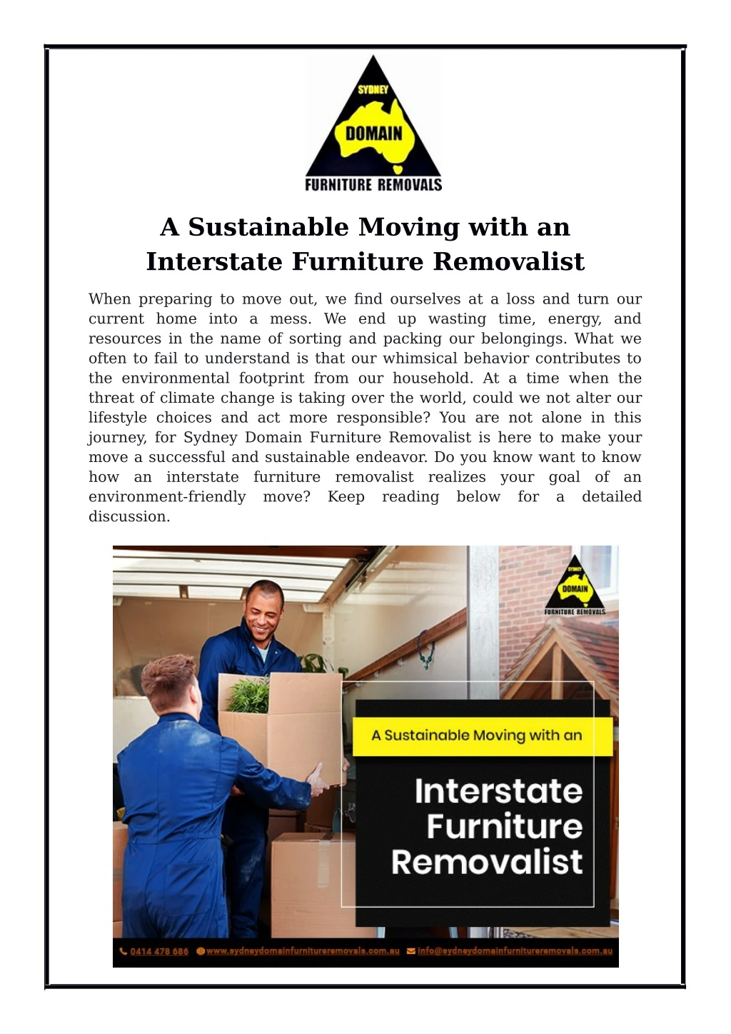 a sustainable moving with an interstate furniture