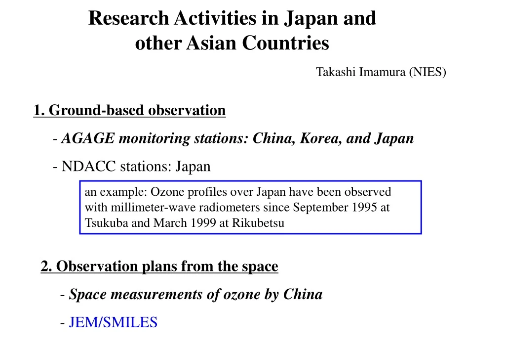research activities in japan and other asian