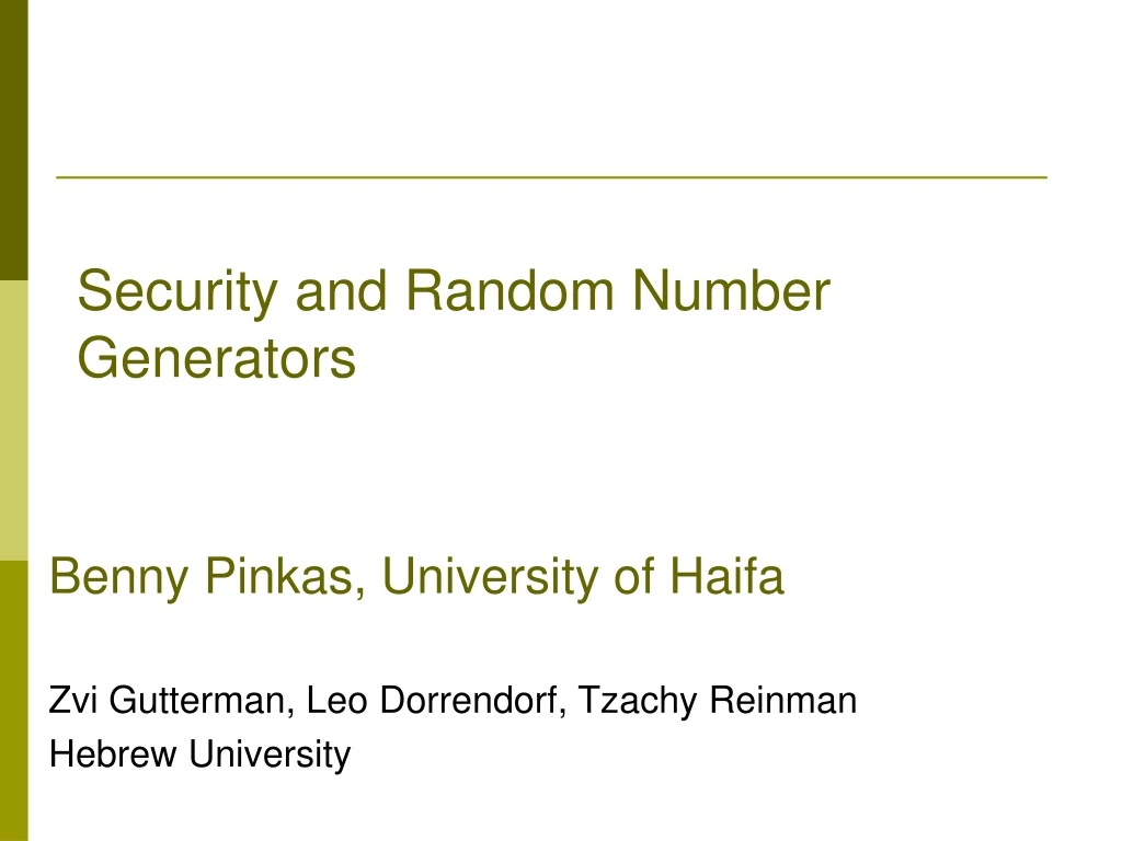 security and random number generators