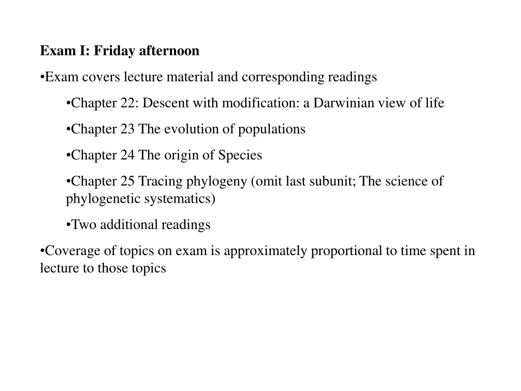 exam i friday afternoon exam covers lecture
