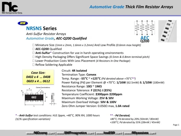Automotive Grade Thick Film Resistor Arrays