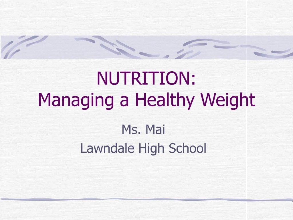 nutrition managing a healthy weight