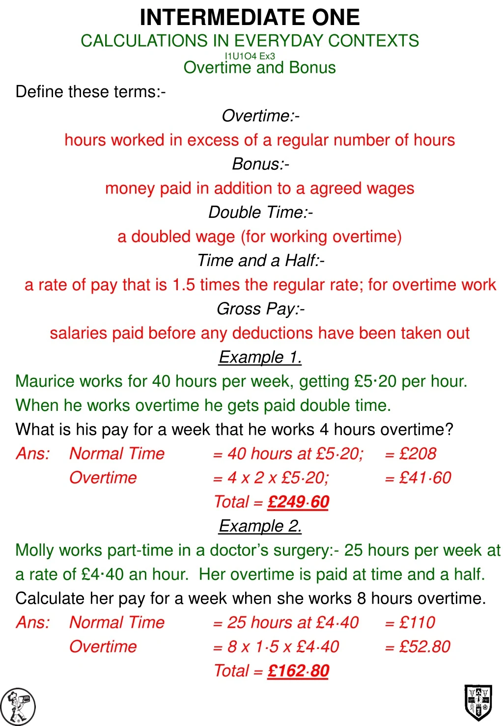 intermediate one calculations in everyday