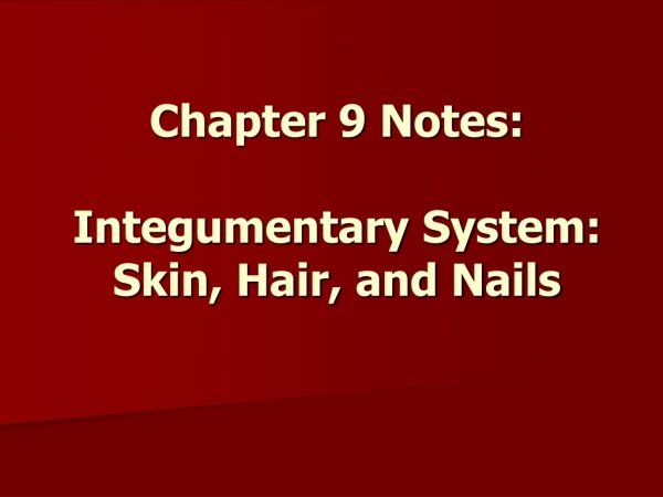 Chapter 9 Notes: Integumentary System: Skin, Hair, and Nails