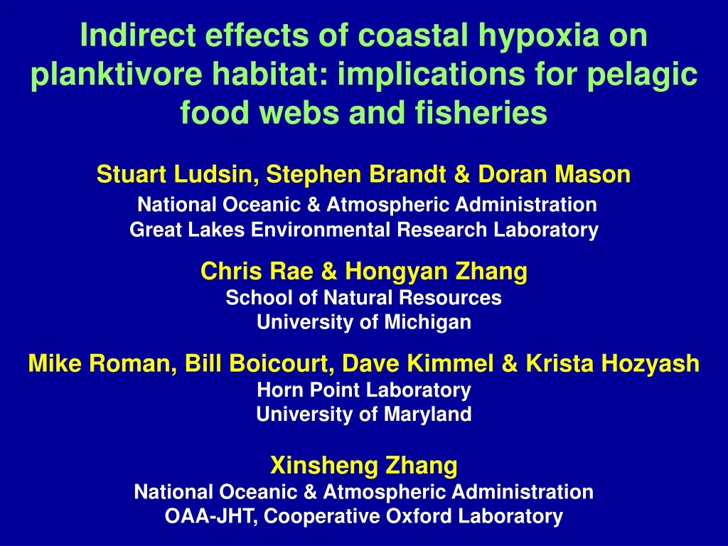 indirect effects of coastal hypoxia