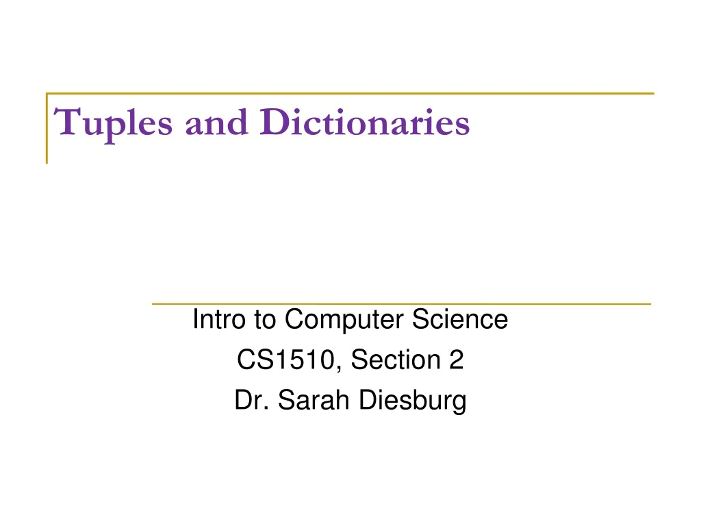 tuples and dictionaries