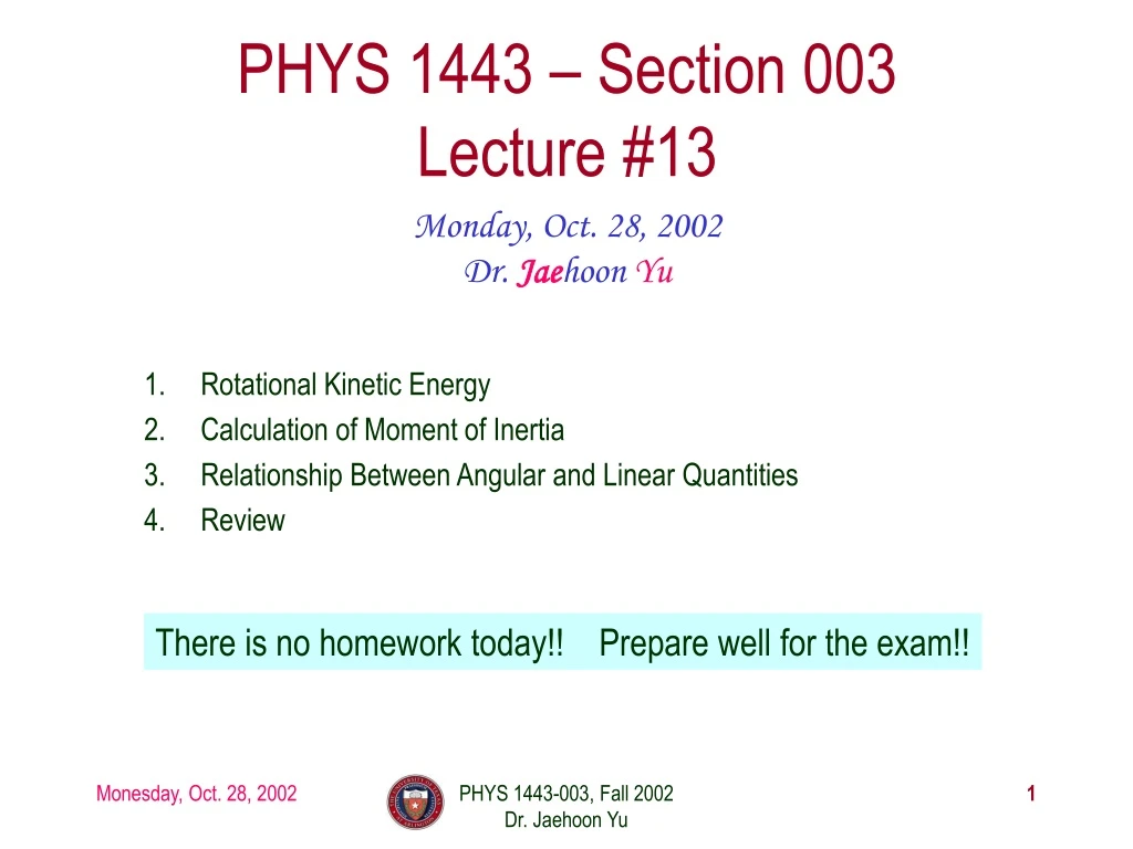 phys 1443 section 003 lecture 13