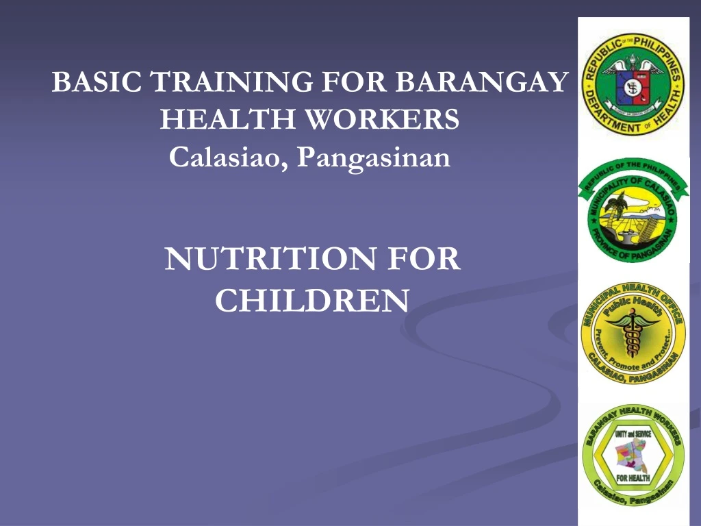 basic training for barangay health workers