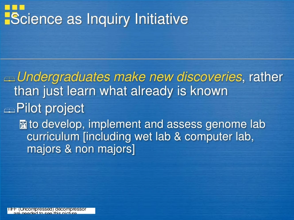 science as inquiry initiative
