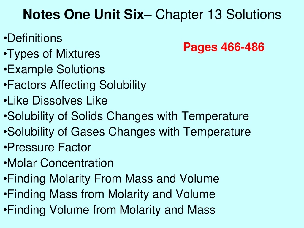 notes one unit six chapter 13 solutions