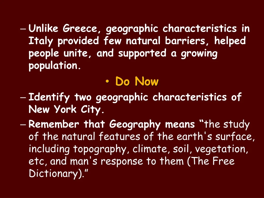 unlike greece geographic characteristics in italy