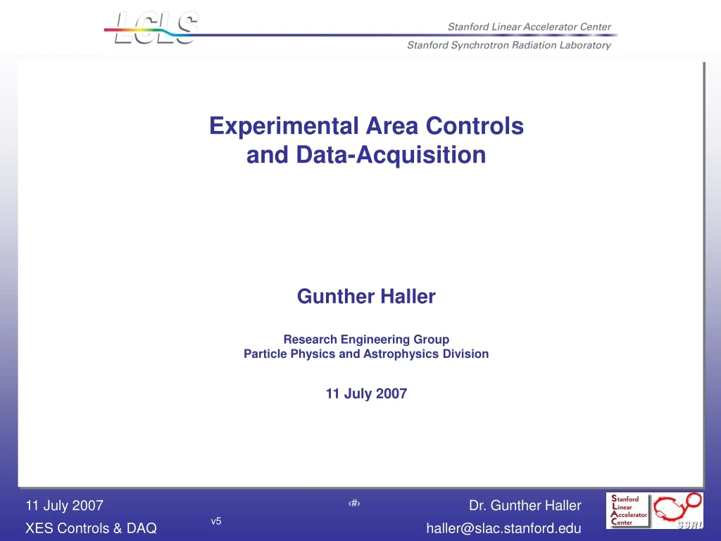 experimental area controls and data acquisition