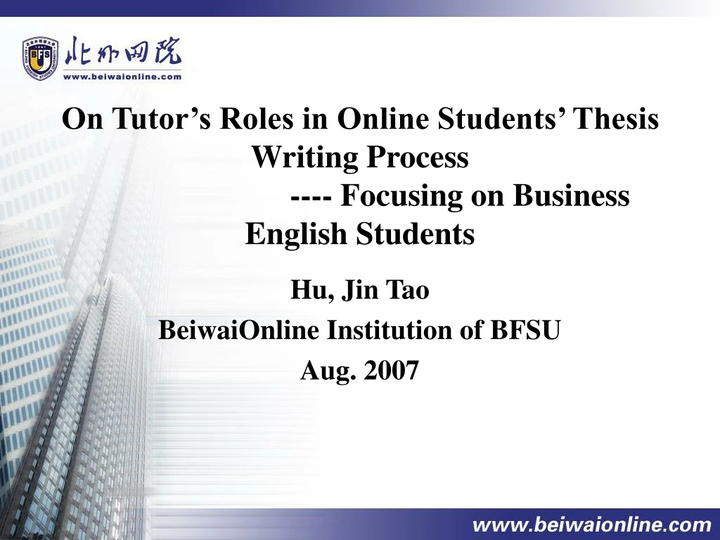 on tutor s roles in online students thesis writing process focusing on business english students