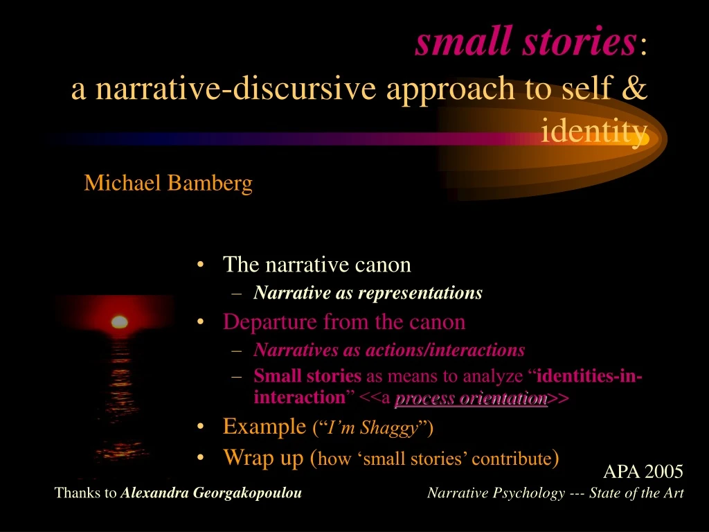 small stories a narrative discursive approach to self identity