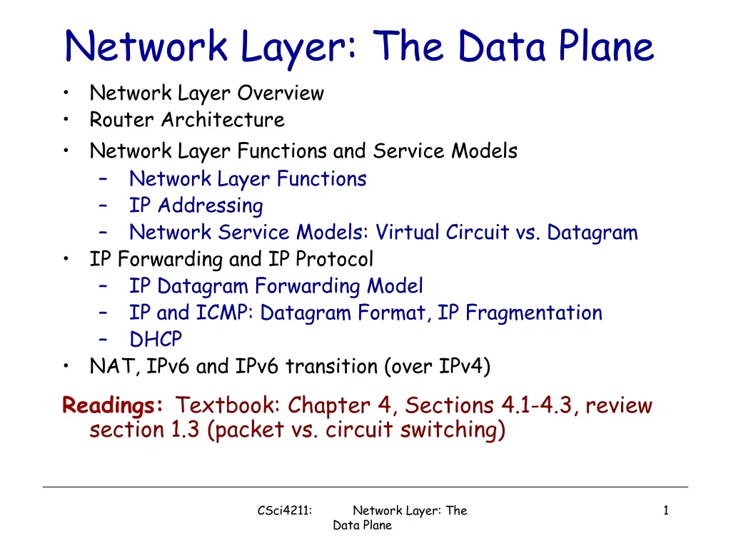 network layer the data plane