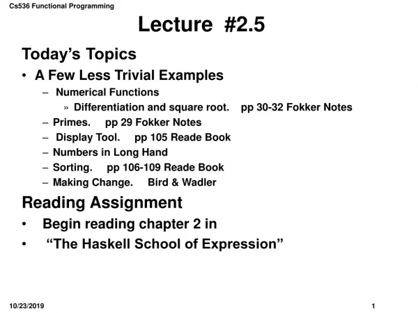 Lecture #2.5