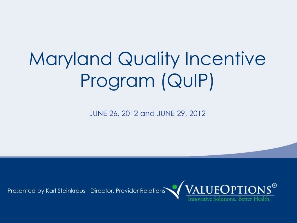 maryland quality incentive program quip june
