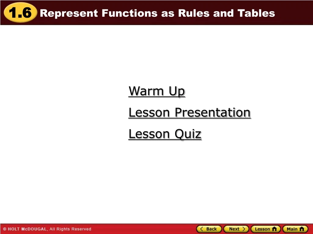 represent functions as rules and tables