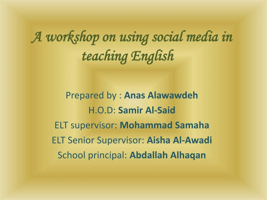 a workshop on using social media in teaching