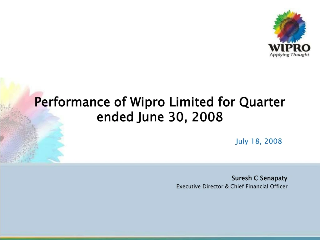 performance of wipro limited for quarter ended june 30 2008