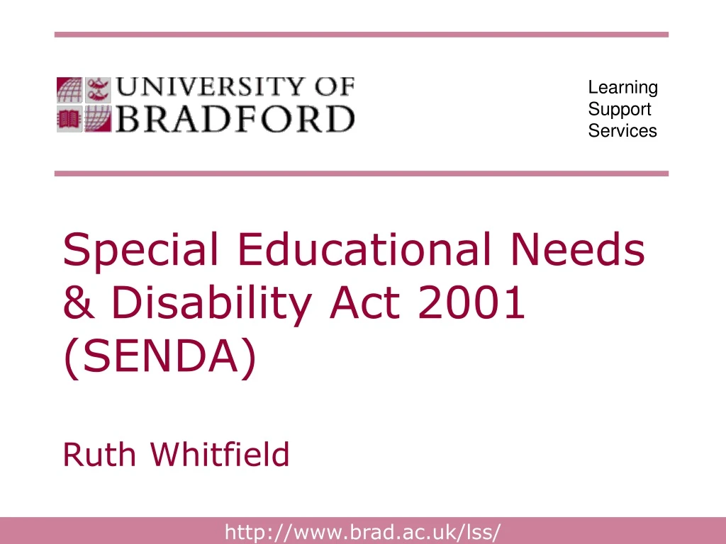special educational needs disability act 2001 senda ruth whitfield