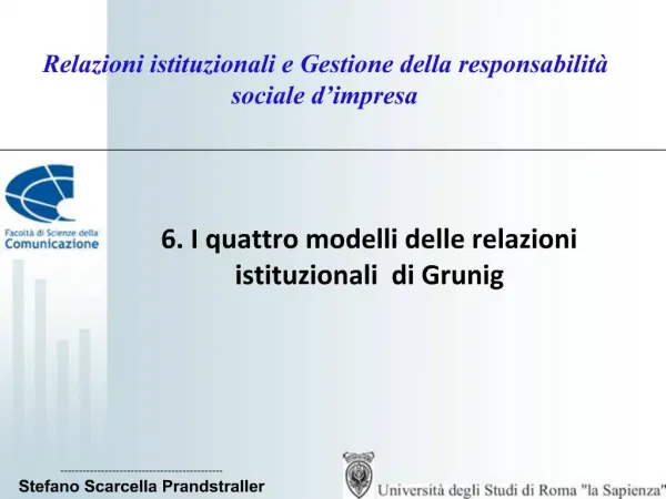 Relazioni istituzionali e Gestione della responsabilit sociale d impresa