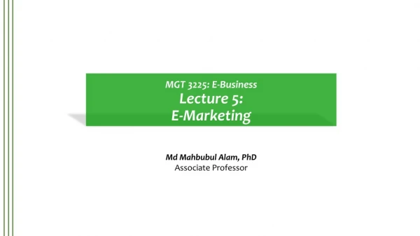 MGT 3225: E-Business Lecture 5: E-Marketing