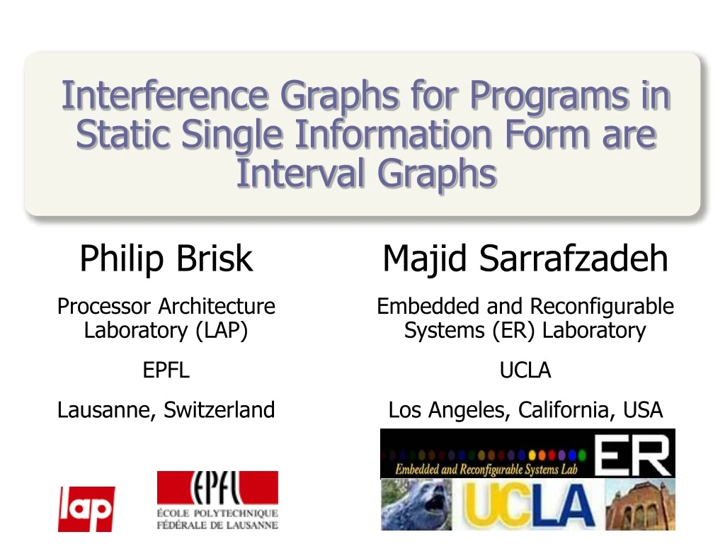 interference graphs for programs in static single information form are interval graphs