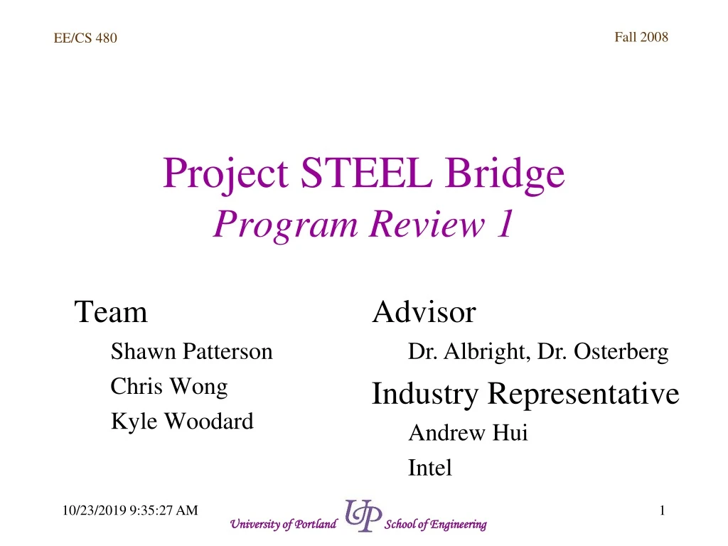project steel bridge program review 1