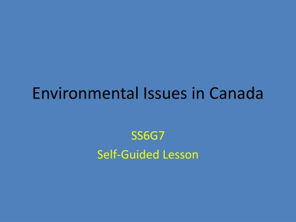 Environmental Issues in Canada