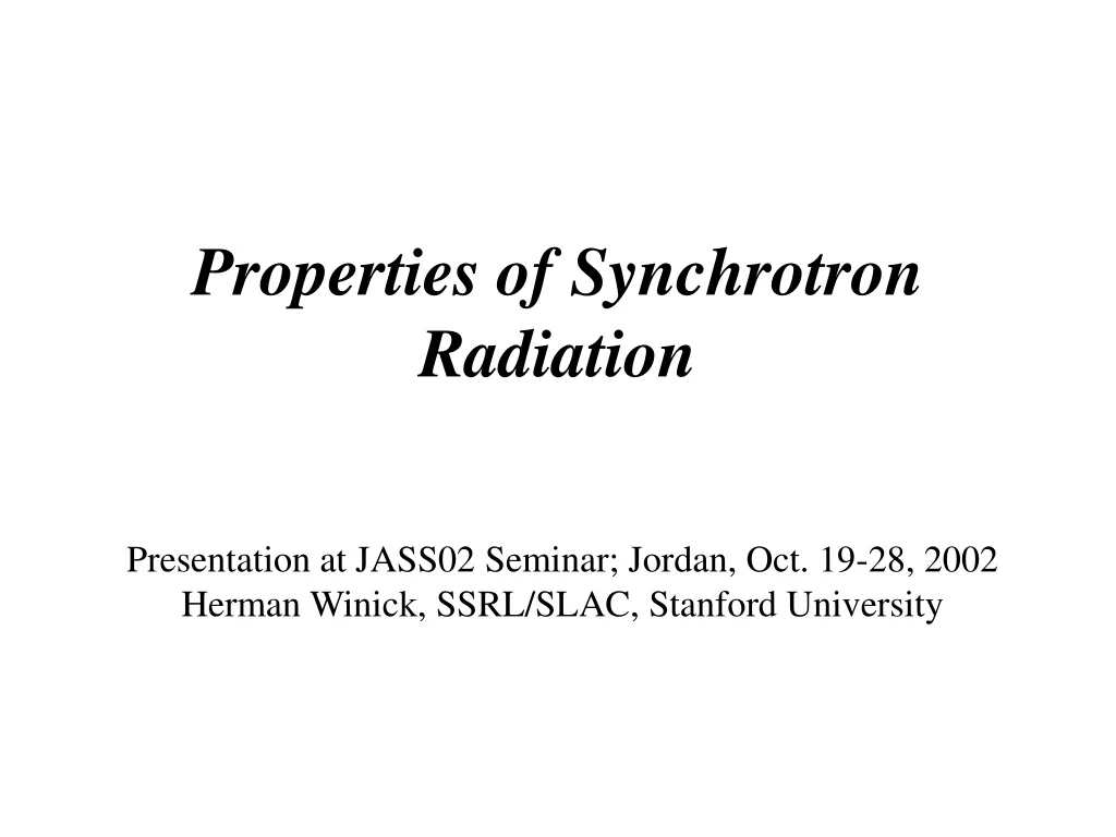 properties of synchrotron radiation