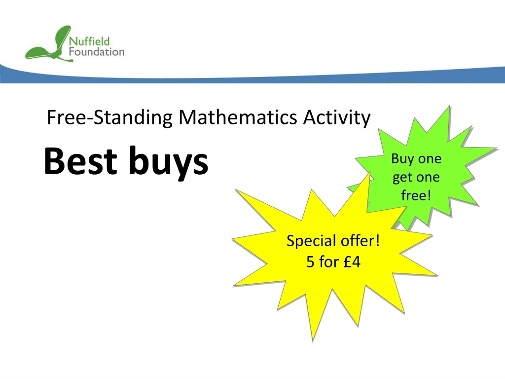 free standing mathematics activity