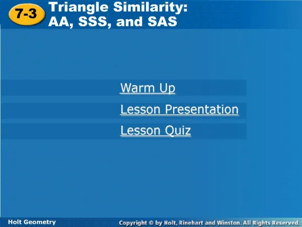 Triangle Similarity: AA, SSS, and SAS