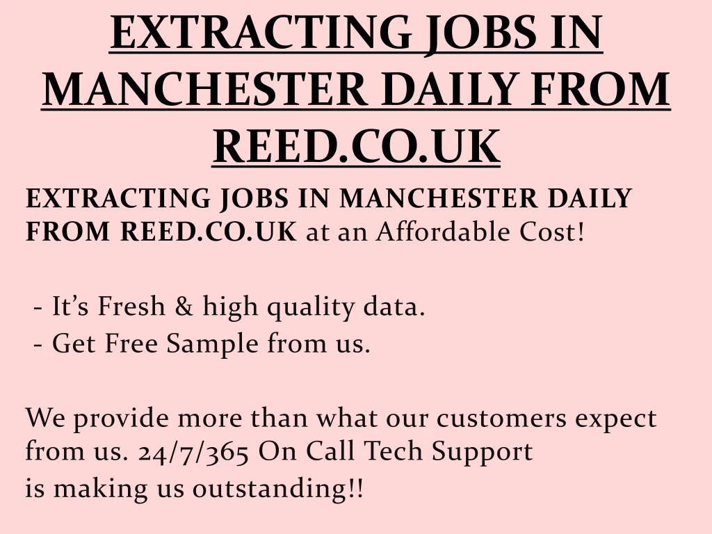 extracting jobs in manchester daily from reed co uk