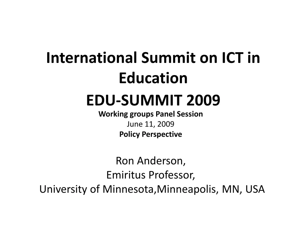 international summit on ict in education edu summit 2009